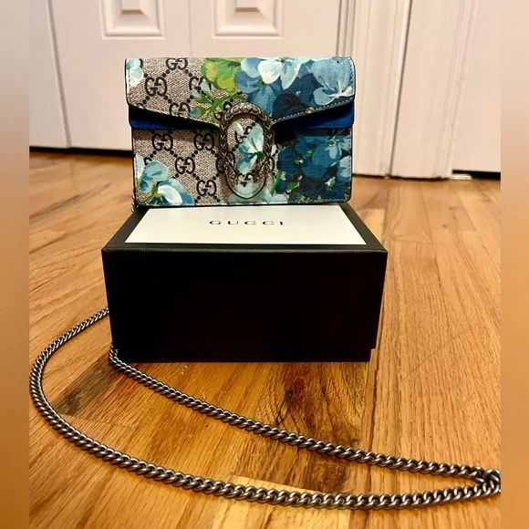 Gucci Blue Floral Shoulder Bag - Picture 2 of 4